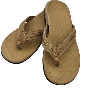 Vionic Tide 11 Leather & Cork Slides Women's Footbed Flip Flop Sandals Shoe Sz 8
